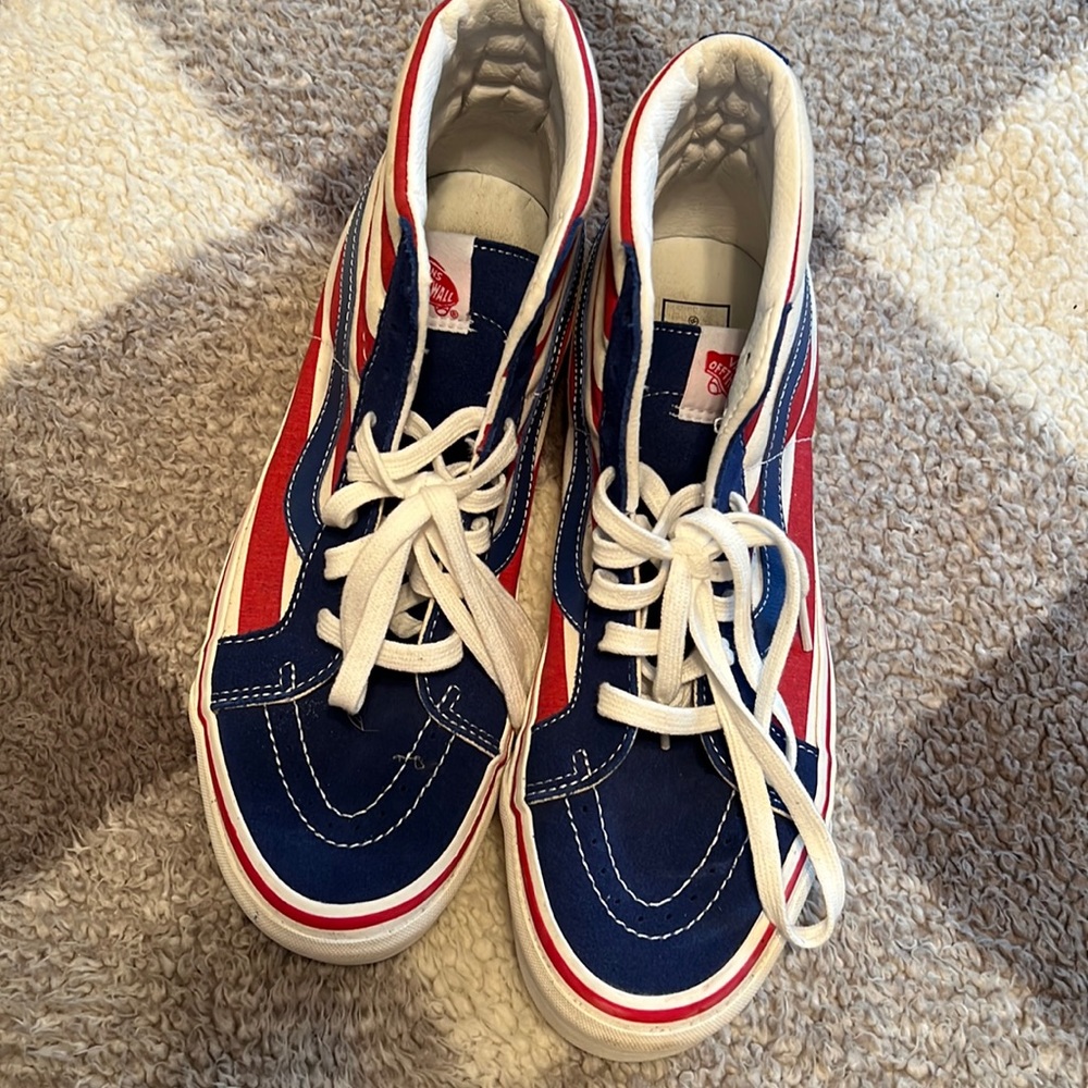 MENS RED white and blue VANS
